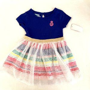 WonderKids Baby Girls Dress 12 mo New with Glittered Tulle Skirt Over Multicolor